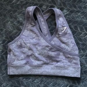 Gymshark Camo Seamless Sports Bra in Lavender Grey